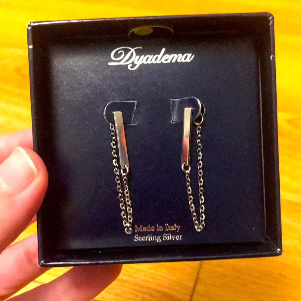 💯 sterling silver made in Italy Dyadema drop earrings
